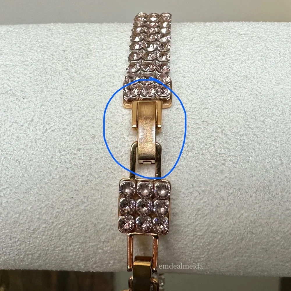 SOLD - Swarovski Crystal Rose Gold Tone Fit Pink Mesh Bracelet 5381139 - Picture 8 of 11